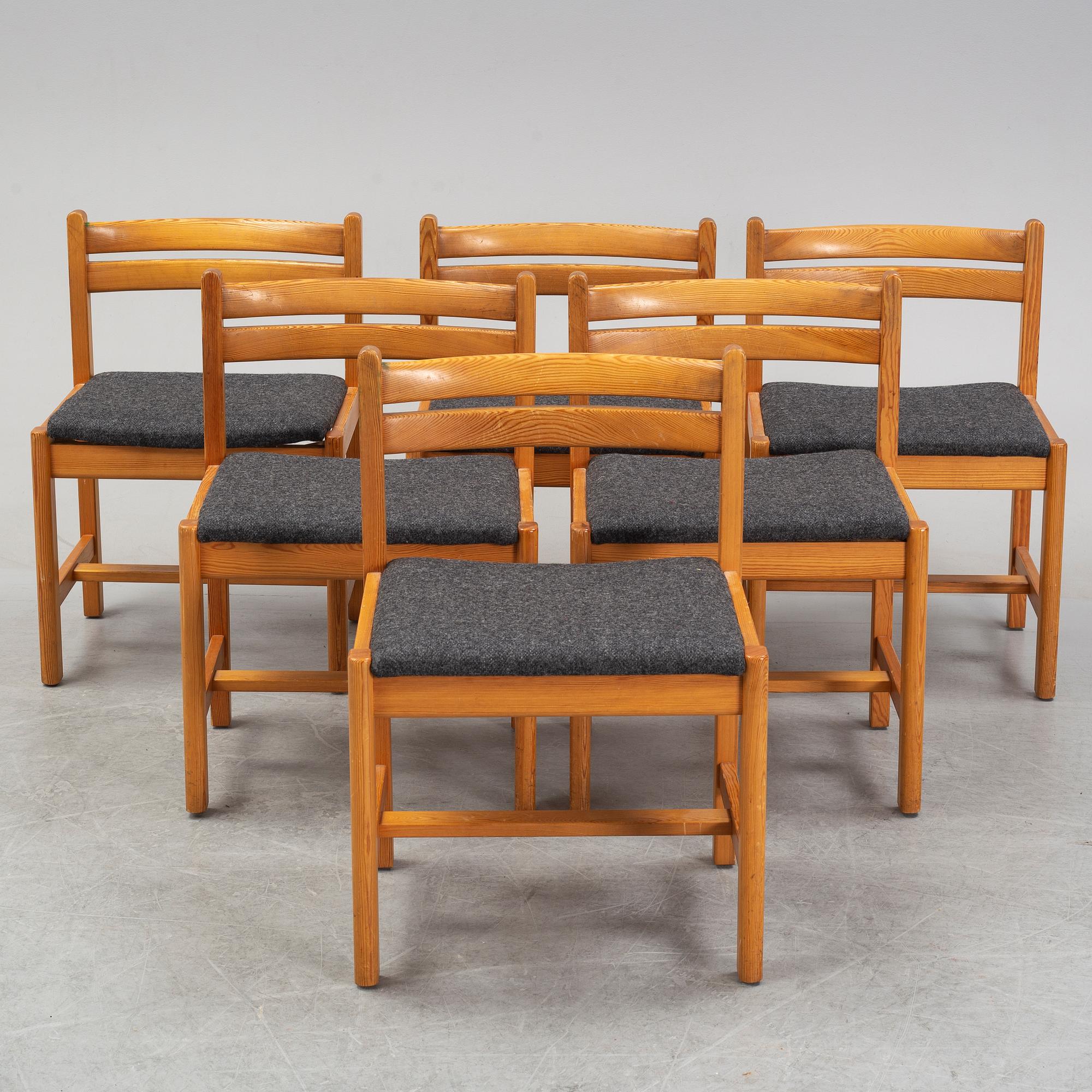 Børge Mogensen, "Asserbo", stolar, 6 st, furu, Karl Andersson och Söner, 1900-talets andra hälft.