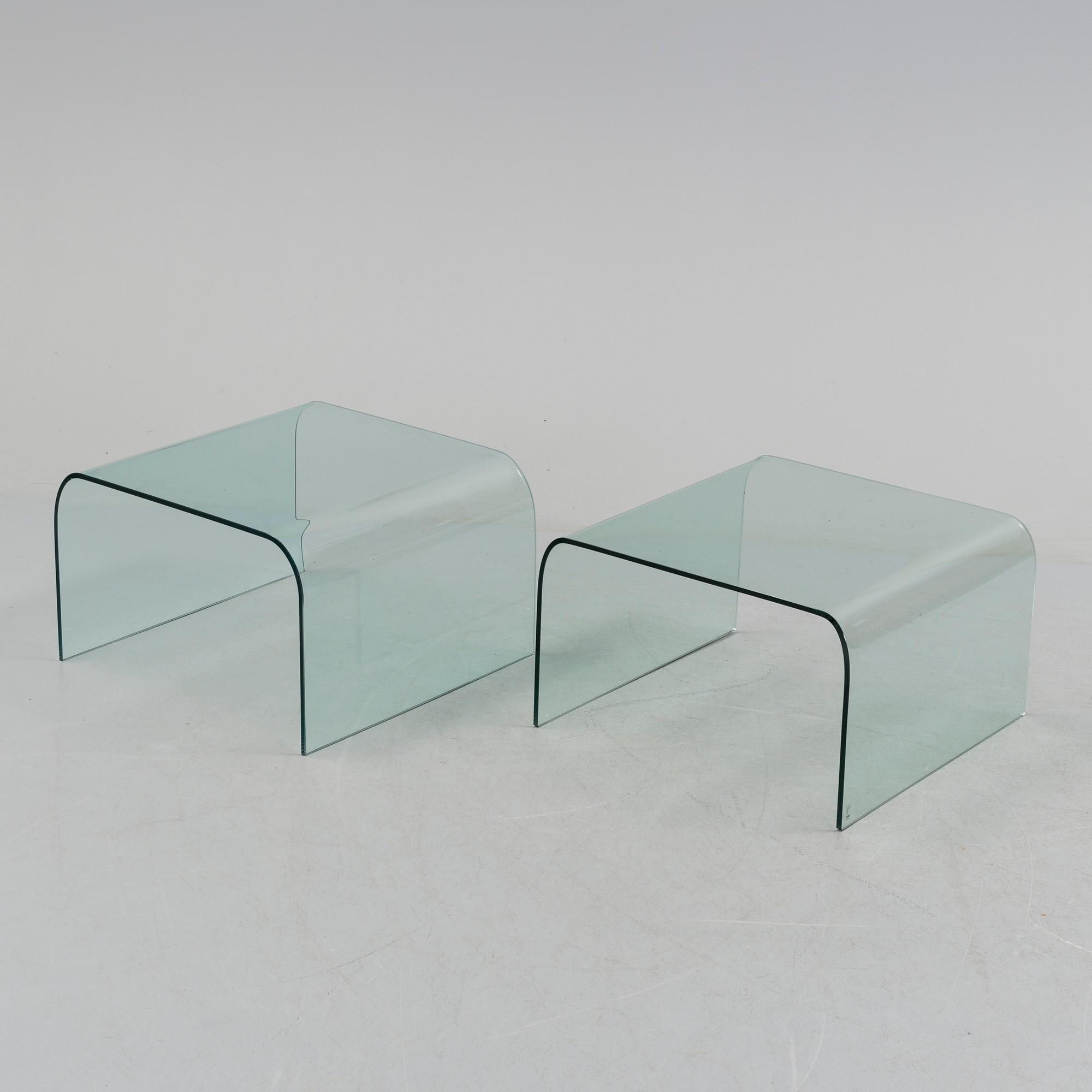 Two glass tables, one Fiam, Italy.