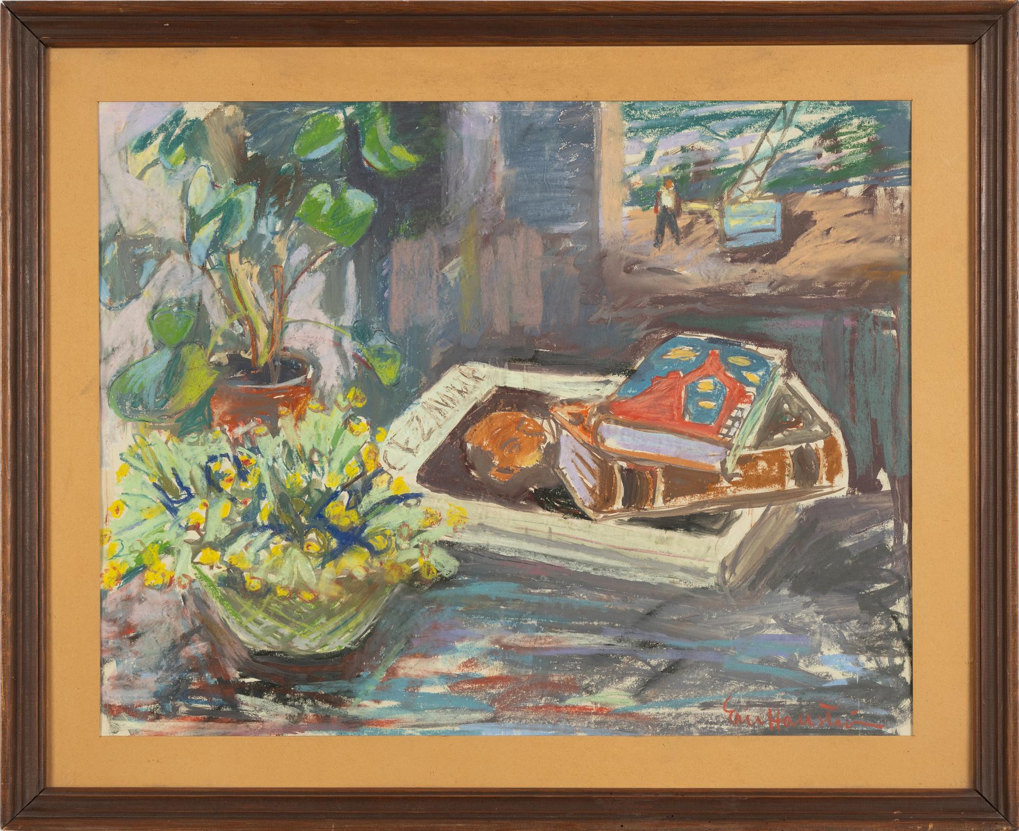 Eric Hallström, Stilleben med konstböcker.