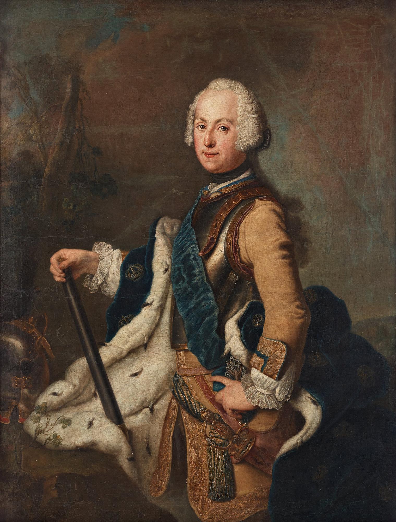 Antoine Pesne Attributed to, ”King Adolf Fredrik as Crown Prince with the Russian Order of St Andrew”(1710-1771).