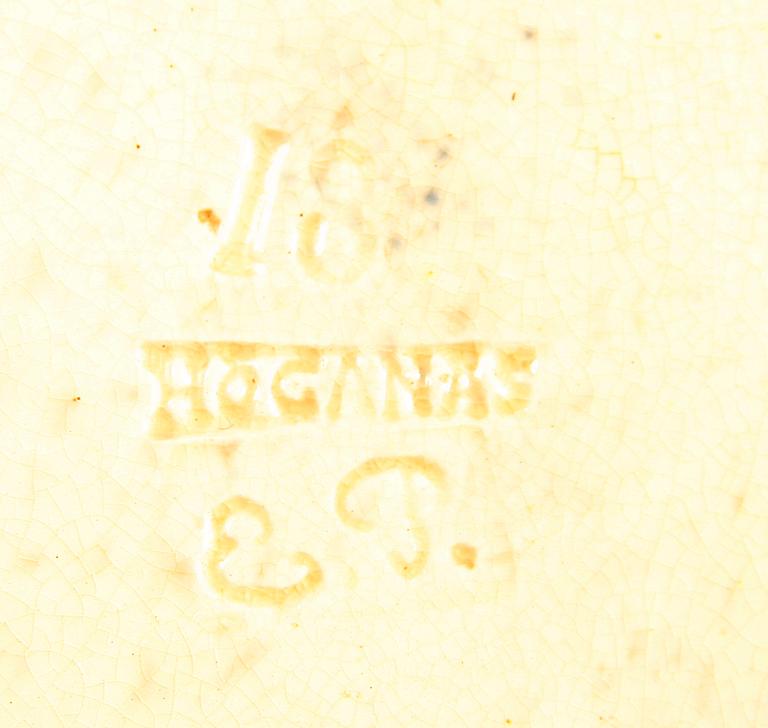 ASKFAT, glaserad keramik, märkt E P, Höganäs.