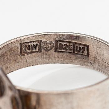 Liisa Vitali, A sterling silver ring "Leppäkerttu" with a chalcedony. Westerback, Helsinki 1973.