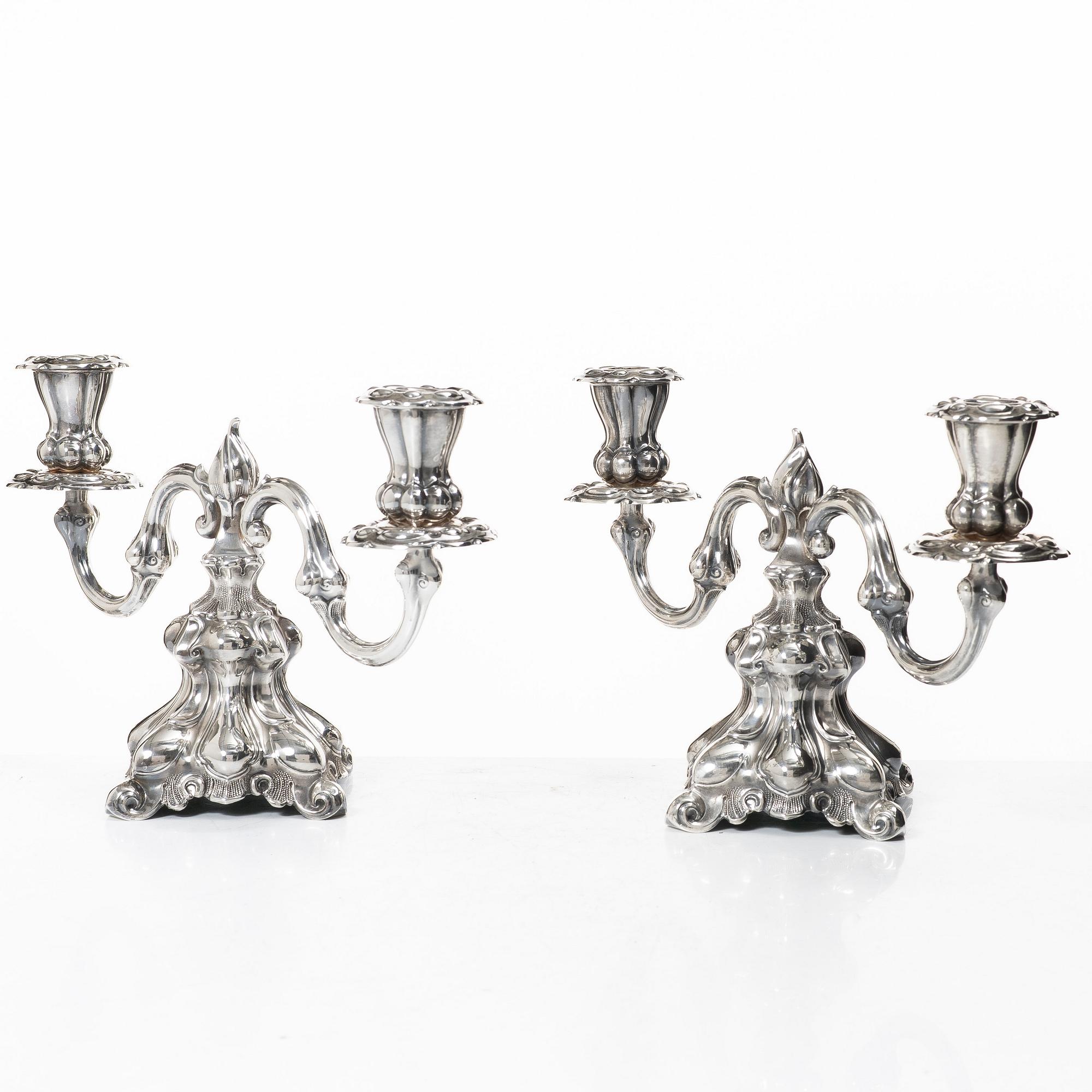 Candelsticks, a pair, silver, Baroque style, 20th century.