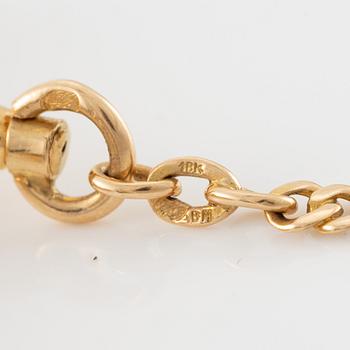Longines, pocket watch, hunter, 18K gold with chain, 52 mm.