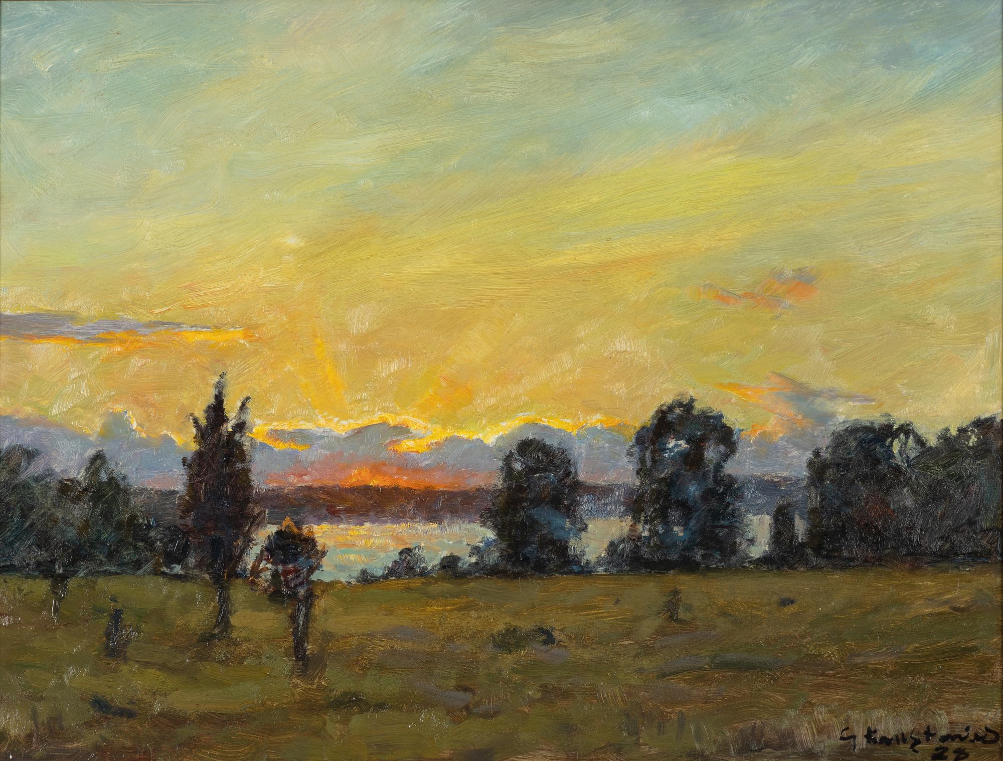 Gottfrid Kallstenius, Solnedgång över Vivassen från Nyslätt, Källvik.