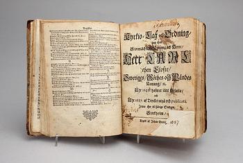 BÖCKER, 2 sambundna, "Sweriges Rijkes Siö-Lagh", Götheborg 1668 resp "Kyrkio-Lag och Ordning...", Stockholm 1687.