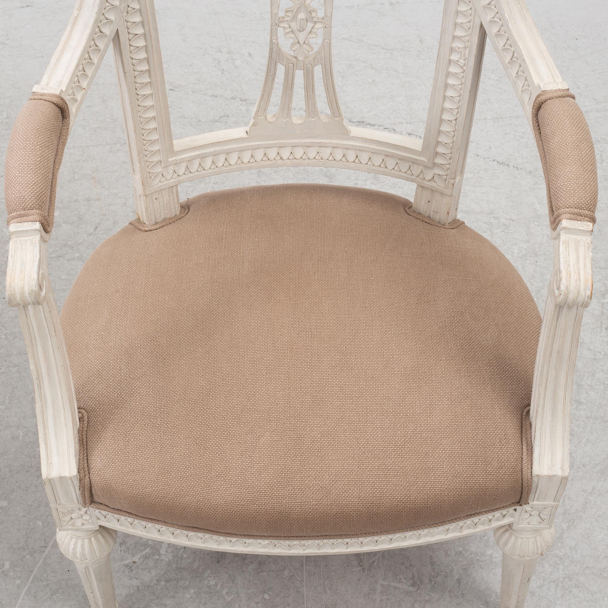 Johannes Andersson, karmstolar, ett par, sengustavianska, Lindome, omkring 1800.