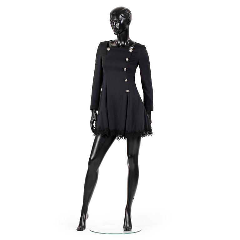 VERSACE, a black dress with lace.