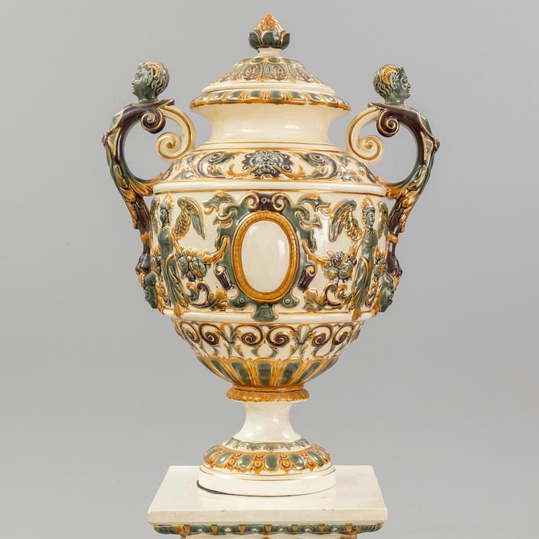 A cermic pedestal and urn from Rörstrand, late 20th Century.