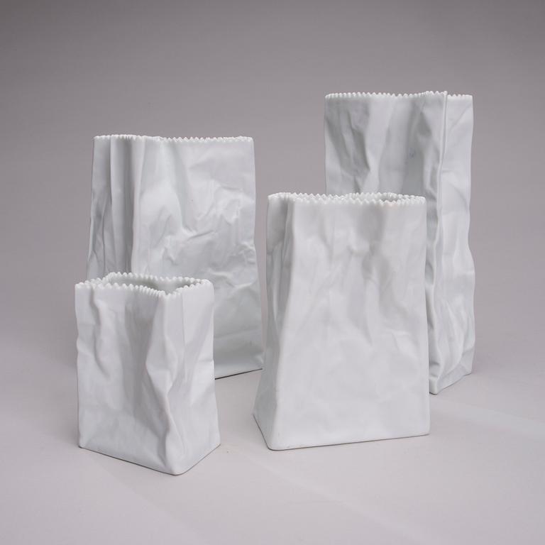 VASER, 4 st, porslin, "Do Not Litter", Tapio Wirkkala, Studio-Linie, Rosenthal.