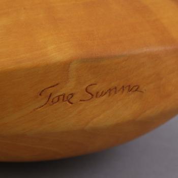 TORE SUNNA, a Sami birch and reindeer horn salt flask, signed Tore Sunna.