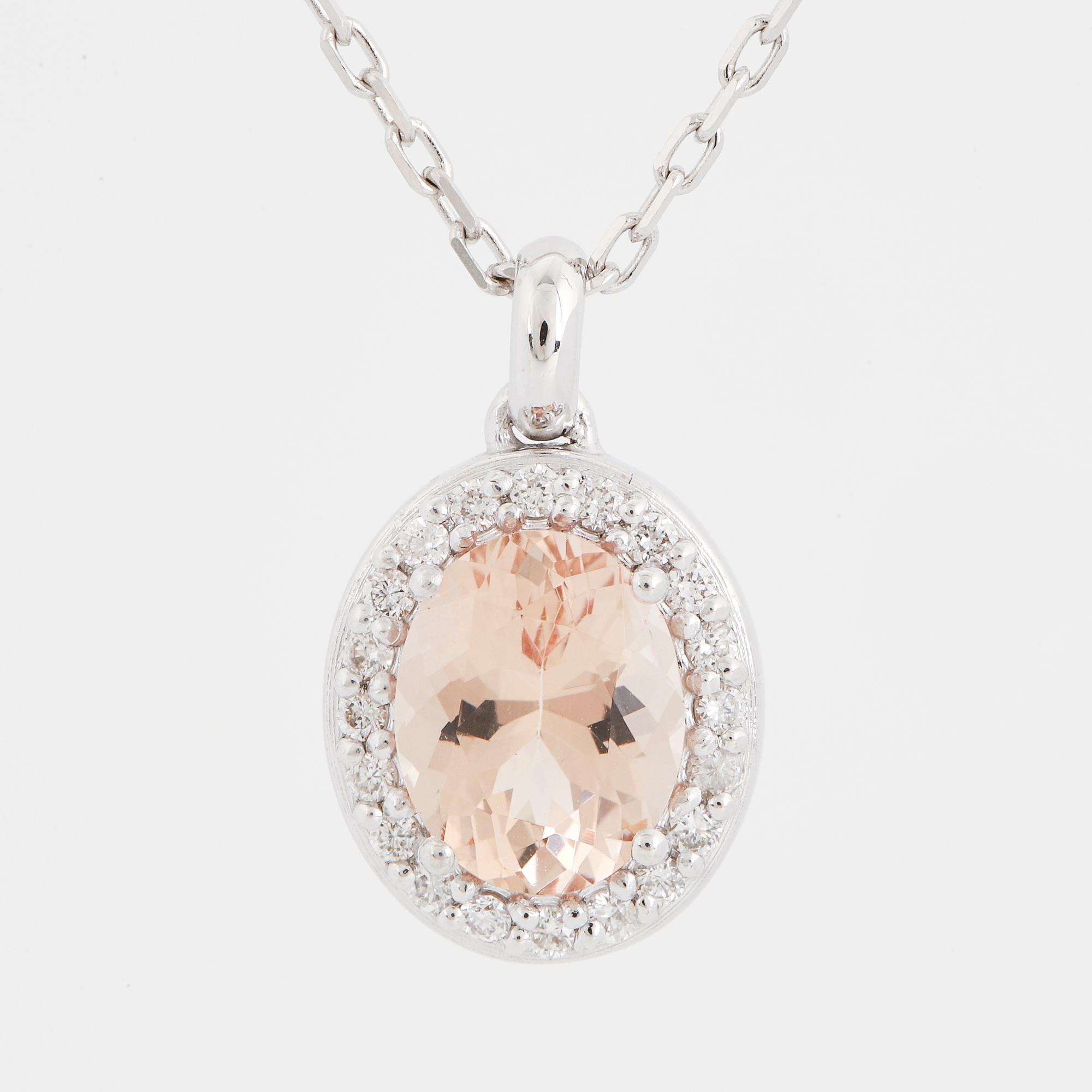morganite and brilliant-cut diamond necklace.