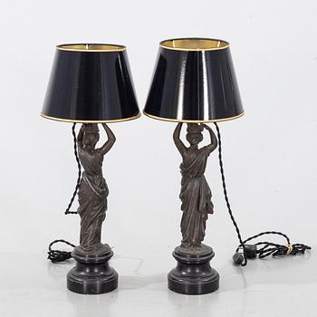 Two similar early 20th century table lamps.