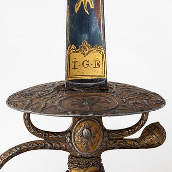 A small sword, marked IGB, 18th century.