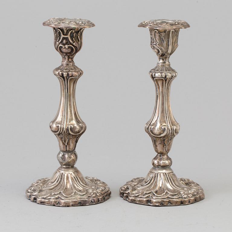A pair of silver candlesticks probably by Carl Fredrik Hultbom, Stockholm 1848.