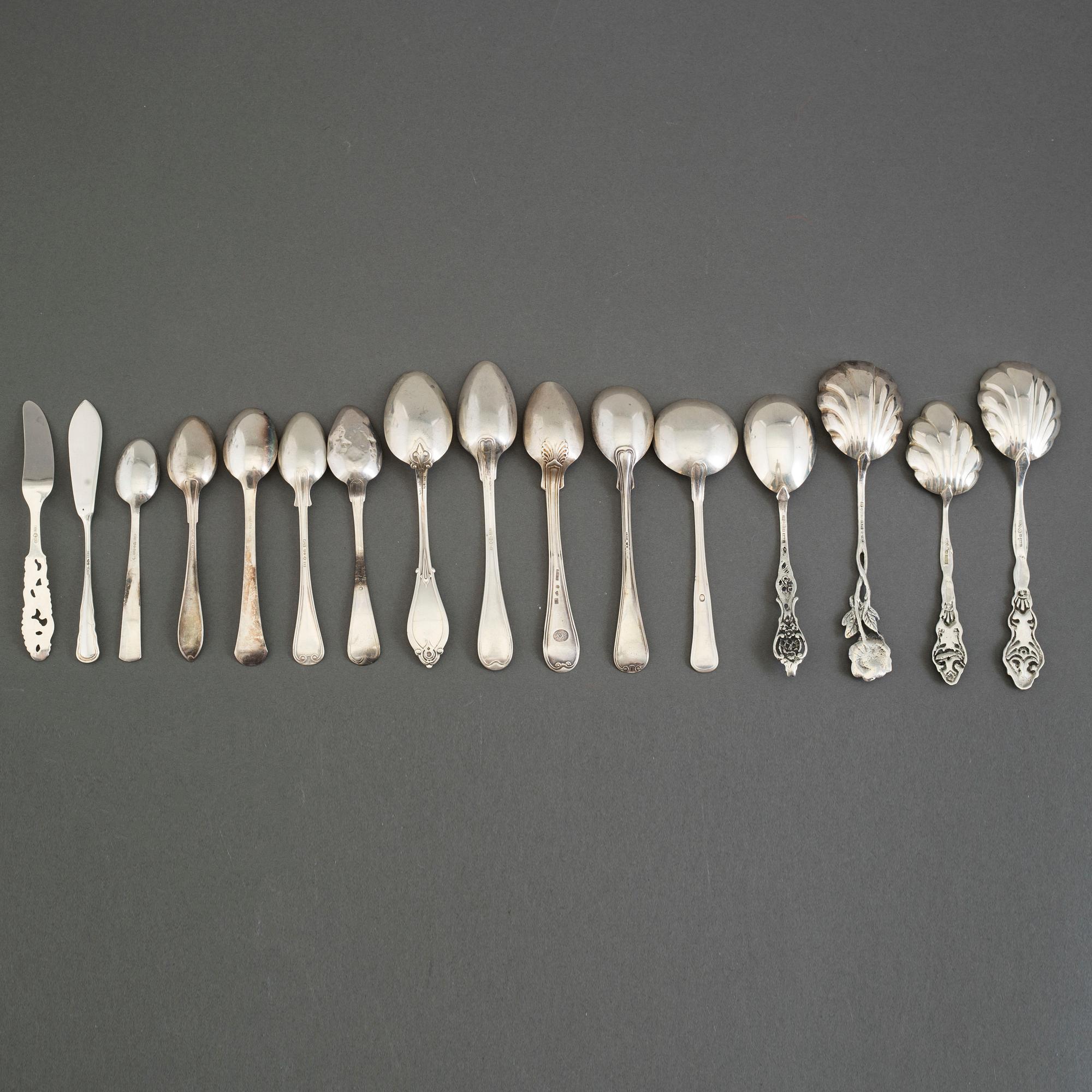BESTICK, 19 delar, silver, 1800-1900-tal.