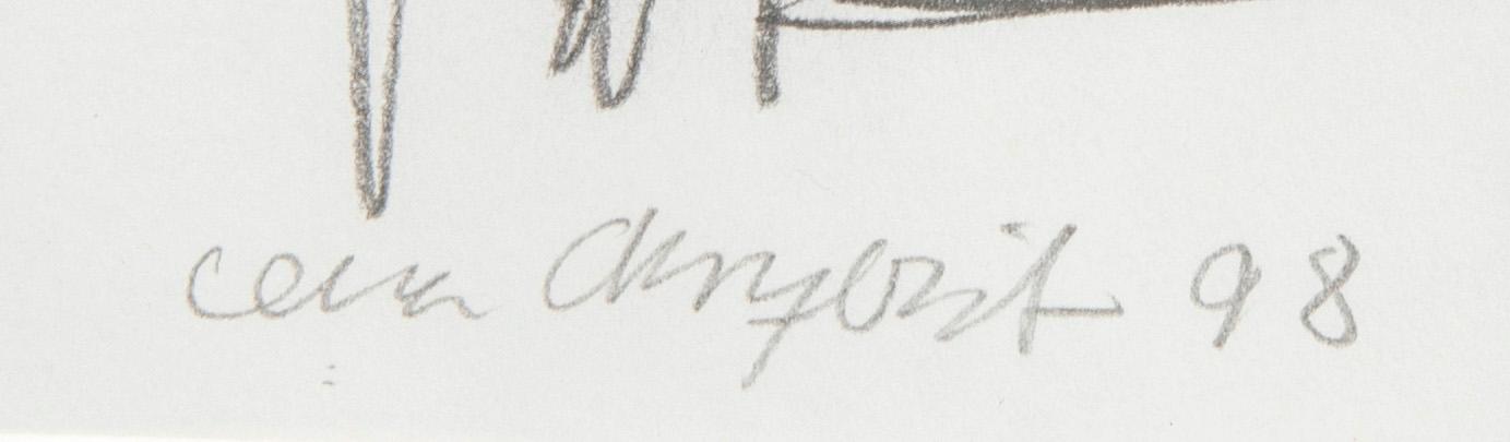 Lena Cronqvist, teckning signerad och daterad 98.