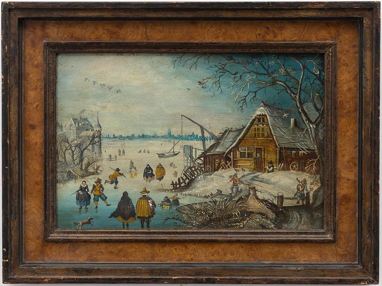 Pieter Brueghel dy, in the manner of, Winter scene with skaters.