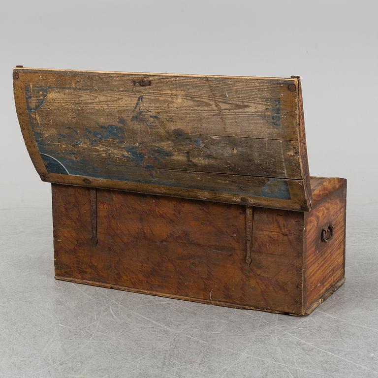 A painted pine chest from Bohuslän, dated 1821.