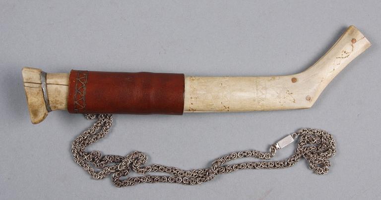 SAMEKNIV, bl a renhorn och silver, otydl sign, enl uppgift Arvidsjaur,  1920/30-tal.