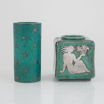 Wilhelm Kåge, vaser, 2 st, "Argenta", Gustavsberg, 1933 samt efter 1959.
