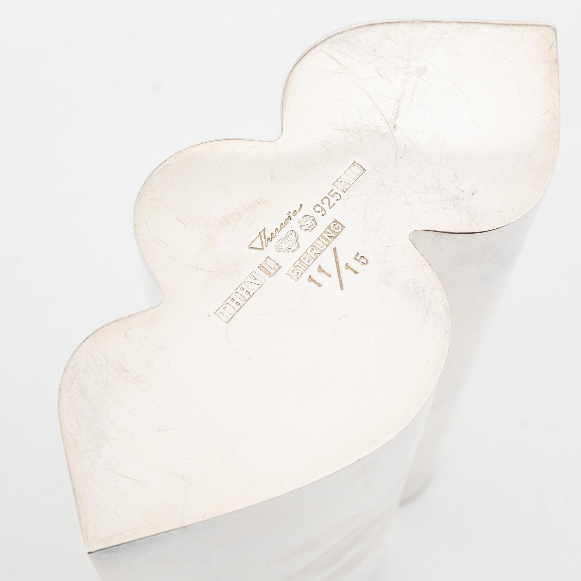 Theresia Hvorslev, a sterling silver vase, Lidköping, 1975, numbered 11/15.