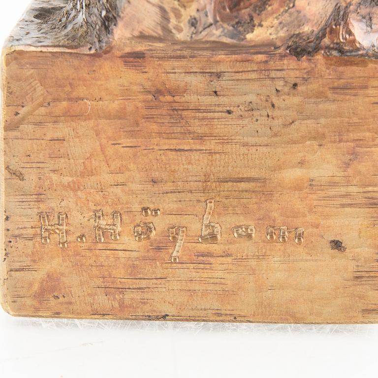 Helge Högbom,  skulptur signerad brons.