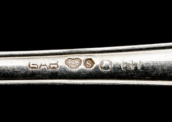 MATSKEDAR, 9 st, snarlika, silver, GAB, Stockholm bla 1918. Tot vikt 498 g.