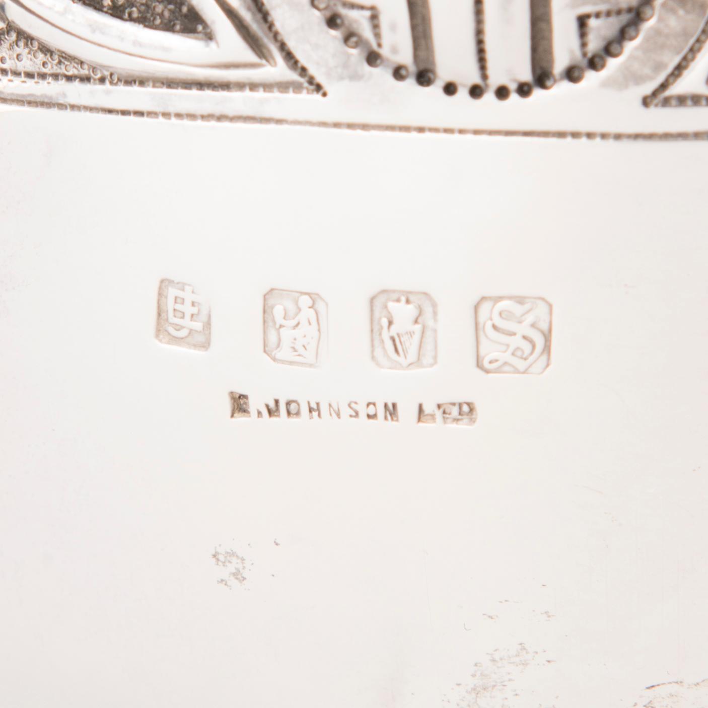 A footed silver bowl, mark of Edmond Johnson, E. Johnson Ltd, Dublin Ireland 1913.