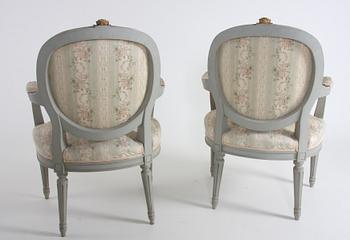 SOFFA MED KARMSTOLAR, 1+2, gustaviansk stil.