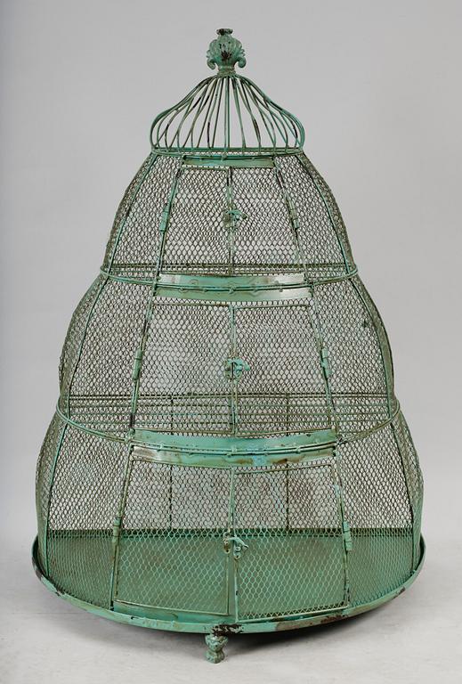 FÅGELBUR, grönmålad plåt, 1900-tal.