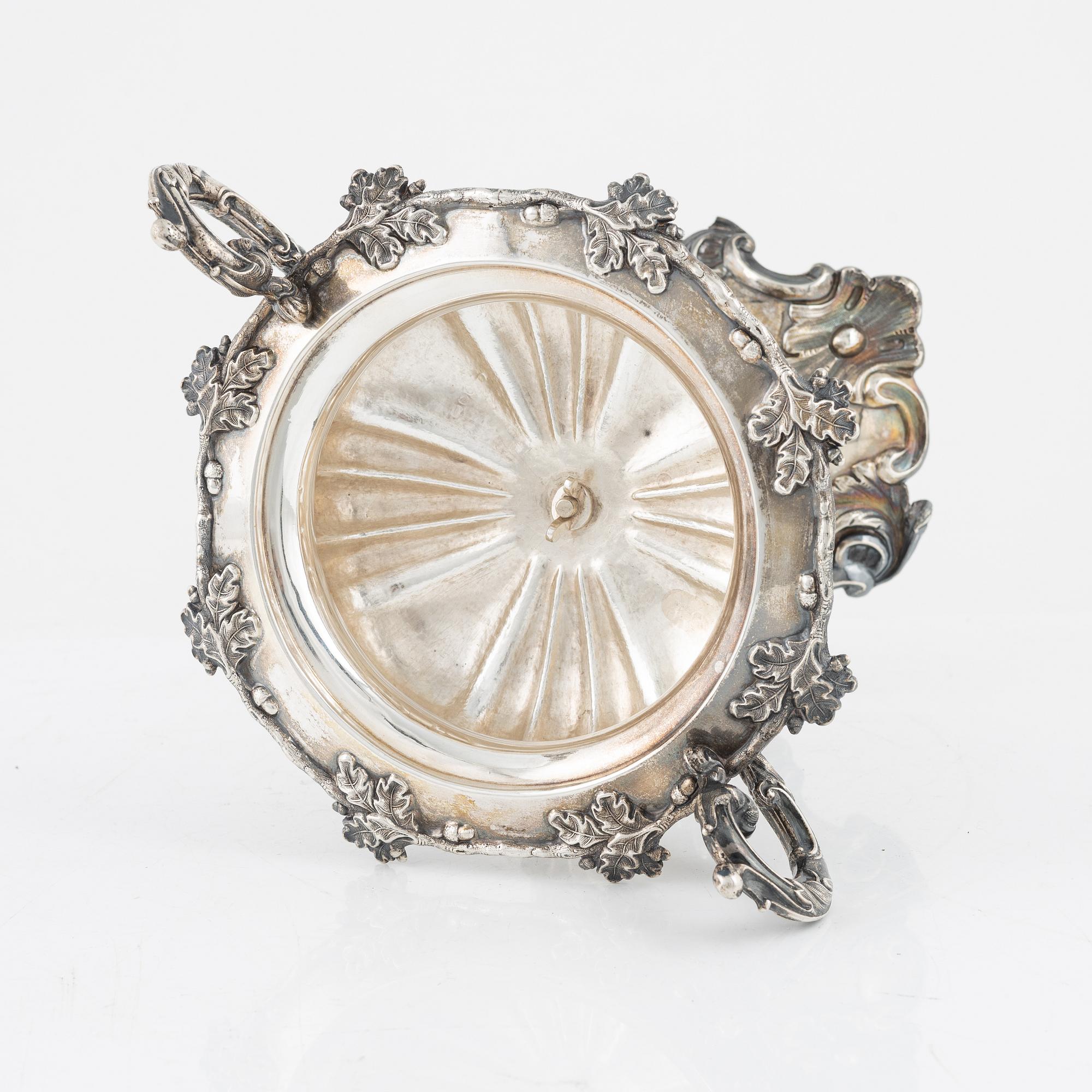 A Swedish silver sugarbowl, bearing the mark of Gustaf Möllenborg, Stockholm, 1857.