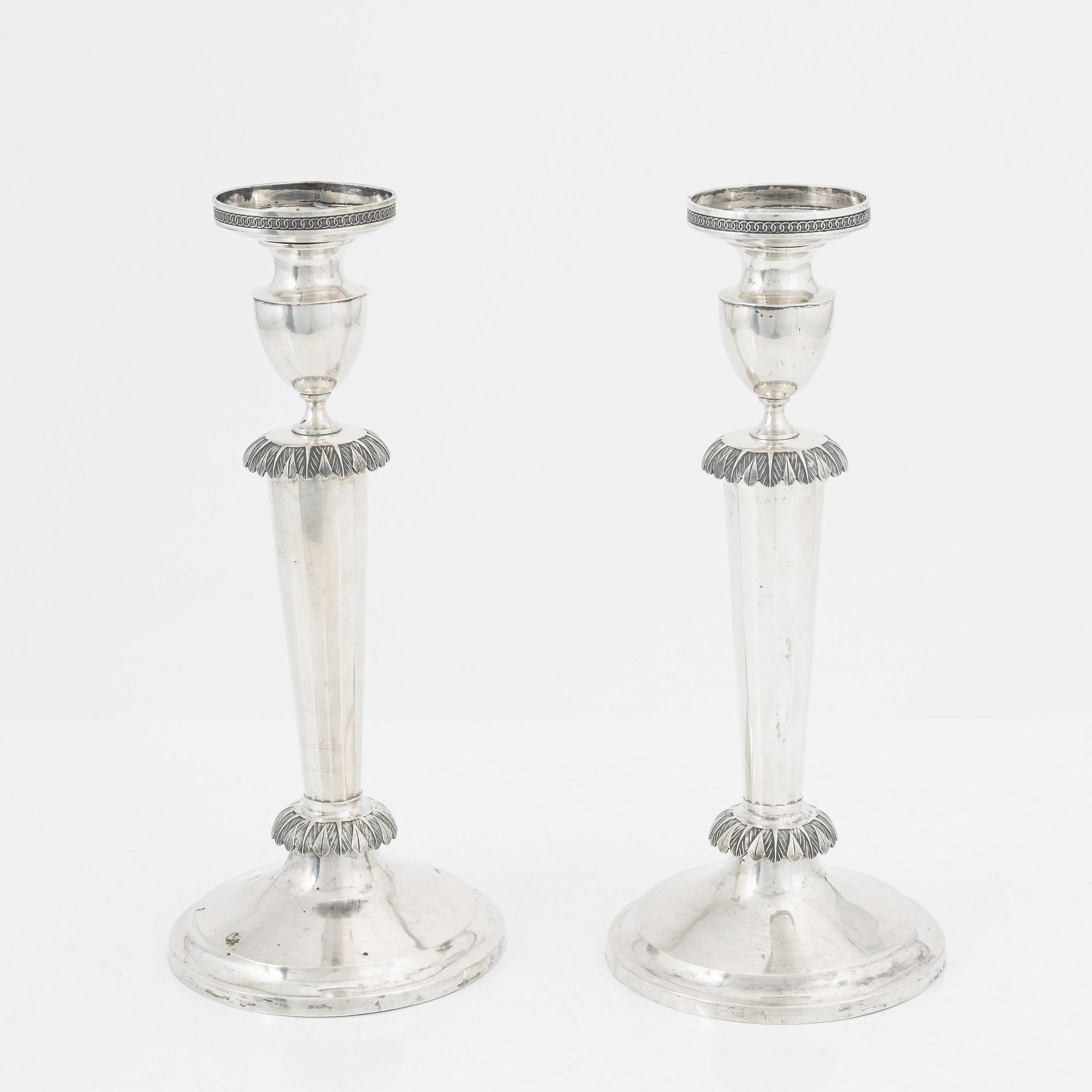 Ljusstakar, ett par, silver, Scheel, Kassel, Tyskland, 1800-tal.