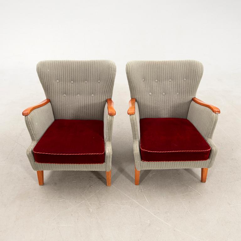 Armchairs, a pair from the 1940s/50s.