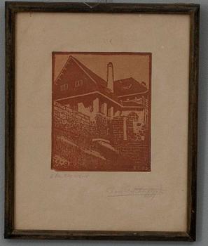 ERIC O. W. EHRSTRÖM, linoleumsnitt, 6 (1-8), sign. och dat. 1907.