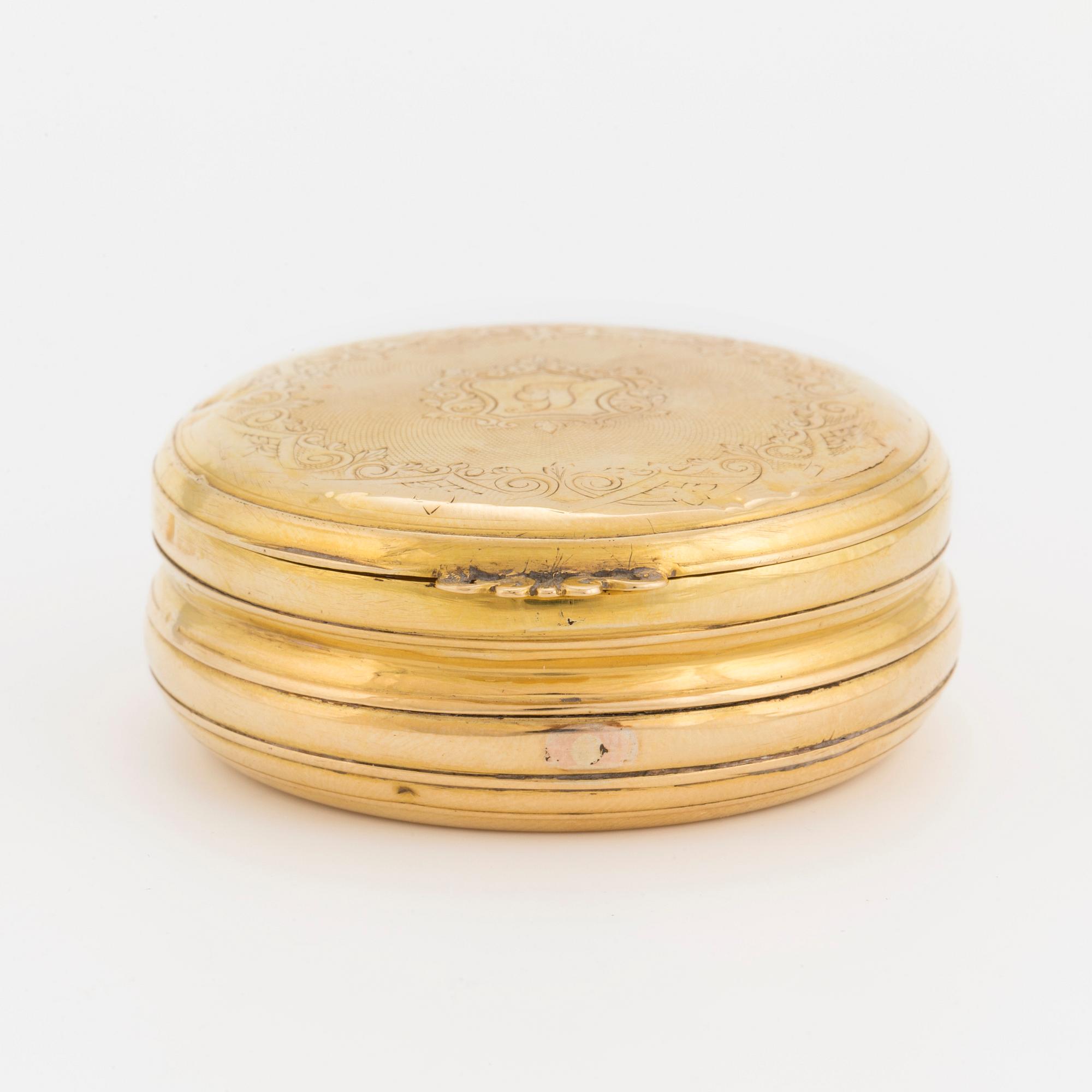 PILLERASK, 18 k guld, omkring år 1900.