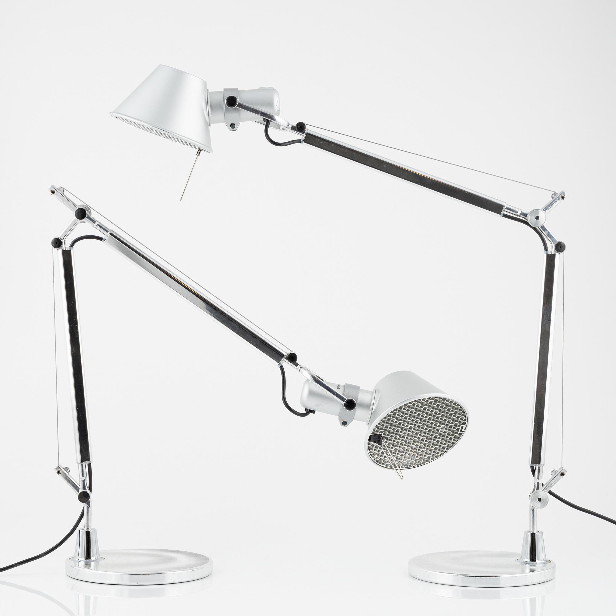 A pair of 'Tolomeo' desktop lamps by Michele De Lucchi & Giancarlo Fassina for Artemide.