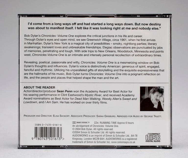 SIGNERAT SKIVOMSLAG, "Chronicles", Bob Dylan.
