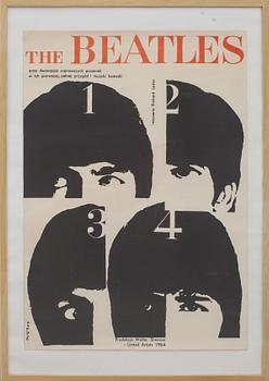 AFFISCH, Beatles 1964, Waldemar Świerzy‬’s “A Hard Day’s Night” för Polen. Signerad i trycket.