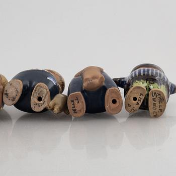 Lisa Larson, figuriner, 5 st, stengods, ur serien "Larsons ungar", Gustavsberg.