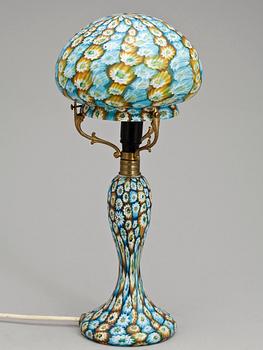 BORDSLAMPA, glas, Millefiore, jugend, tidigt 1900-tal.