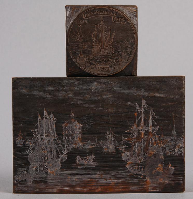 TRYCKSTOCKAR TILL XYLOGRAFIER, 4 st, trä, 1800-talets andra hälft.