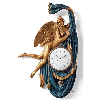 83. A Swedish Empire early 19th century gilt wood wall clock.