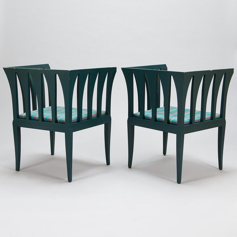 Eliel Saarinen, A pair of "Blue Chair" armchairs by Eliel Saarinen, Adelta, Finland 1983.