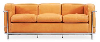 102. A Le Corbusier, Pierre Jeanneret & Charlotte Perriand 'LC 2' light brown leather three seated sofa, Cassina, Italy.