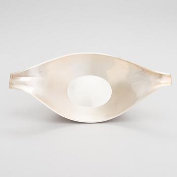 Anna-Greta Eker, A mahogany and silver sugar bowl and cream jug and a silver bowl, Auran Kultaseppä, Turku 1963-67.