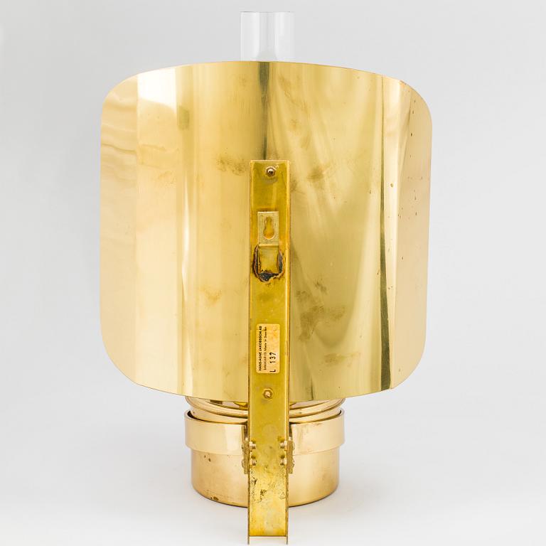 A brass wall light by HANS AGNE JAKOBSSON, Markaryd Sweden.