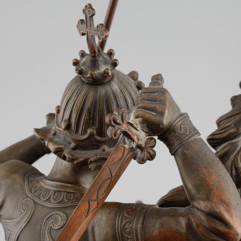 UNKNOWN ARTIST, sculpture, patinated metal, signed A Meves, Berlin, Deponirt, beginning of 20th century.
