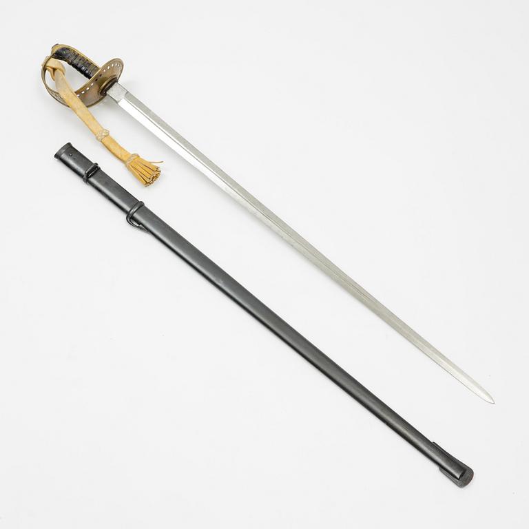 A Swedish cavalry sword, 1893 pattern, with scabbard.