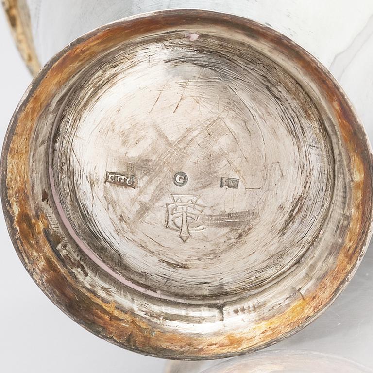 A Swedish parcel-gilt silver beaker, marks of Erik Gustaf Öström, Gävle 1855.